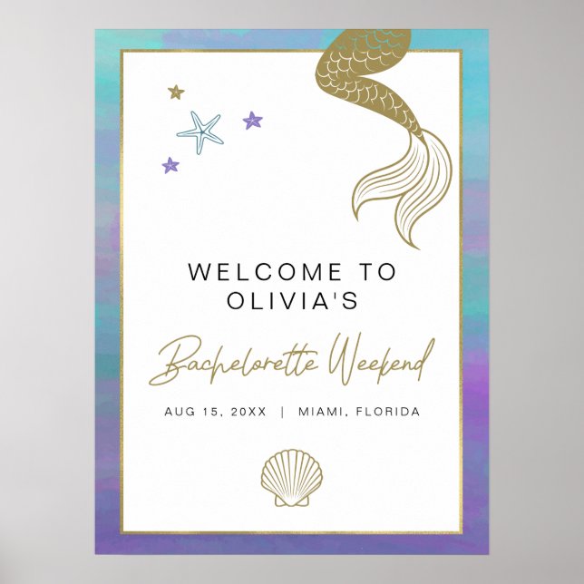 SIREN Mermaid Tropical Bachelorette Party Welcome  Poster (Front)