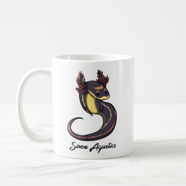 Siren Multicolored Amphibian Aquatic Salamander Coffee Mug (Left)
