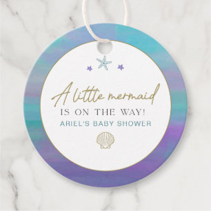 SIREN Purple Gold Mermaid Ocean Sea Baby Shower Favour Tags