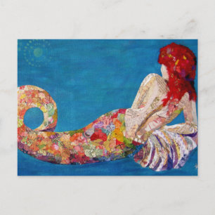 Siren Sister - mermaid collage art Postcard