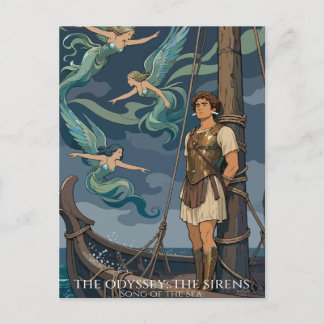 Siren Song Over Stormy Seas Holiday Postcard