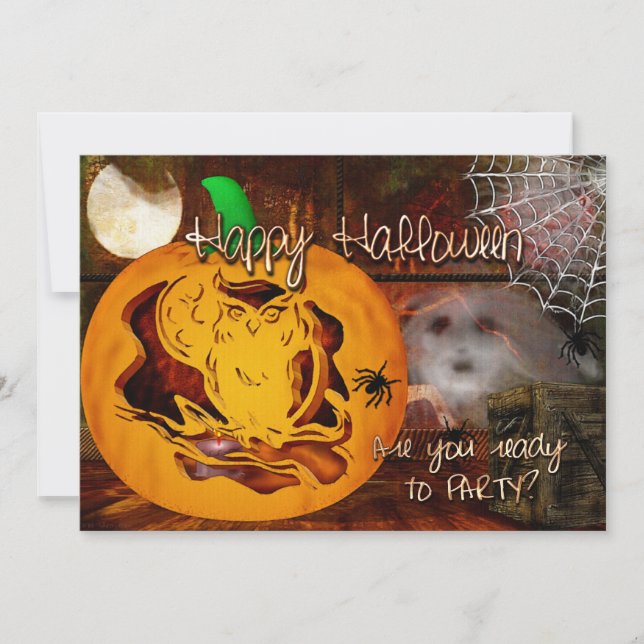 Sirens Haunted Halloween Pumpkin Carving Invitation (Front)