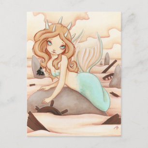 Siren's Rock - Mermaid fairy post card