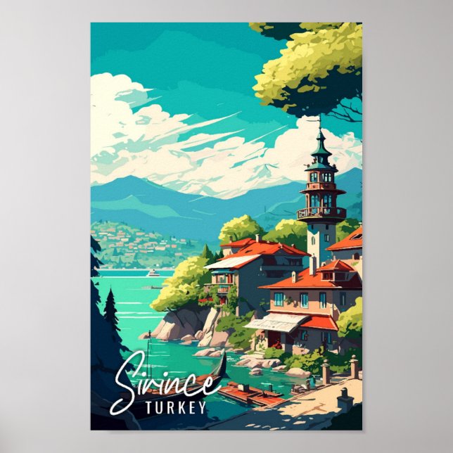 Sirince Turkey vintage travel illustration Poster (Front)