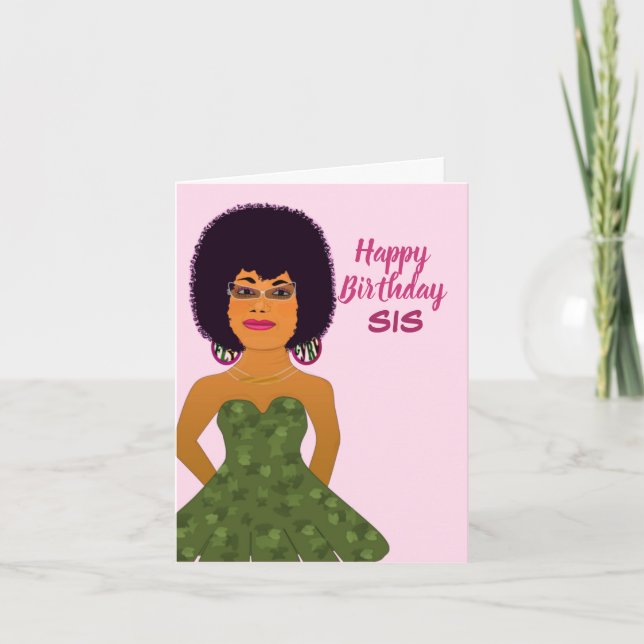 Sis African American Happy Birthday Card (Front)