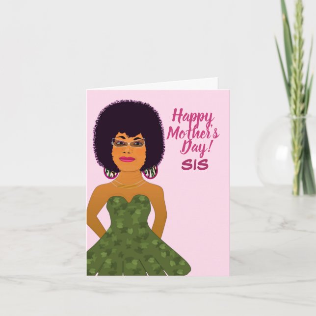 Sis African American Mother's Day  Card (Front)