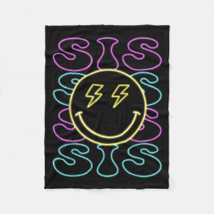 Sis Happy Face 1st Birthday Family Lighting Fleece Blanket