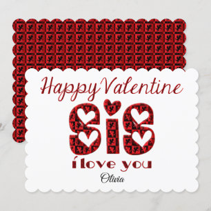 Sis I Love You Cute Cupid Typography Valentine Holiday Card
