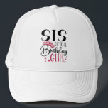 Sis of the Birthday Girl Customised Squad Matching Trucker Hat<br><div class="desc">Looking for a birthday shirt that will make your party complete? Look no further than our matching birthday crew shirts! These stylish tees are perfect for any birthday party girl's day out. Our matching shirts make a great gift for your friends and family, and can be worn together as a...</div>