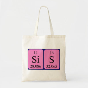 Sis periodic table name tote bag