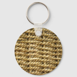 Sisal basket weave pattern key ring