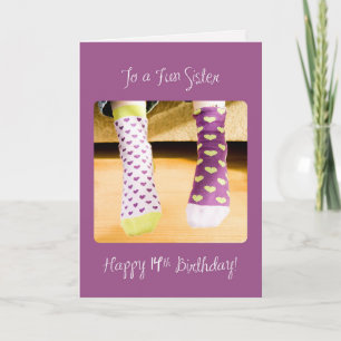Sister 14th Birthday Crazy Socks Card