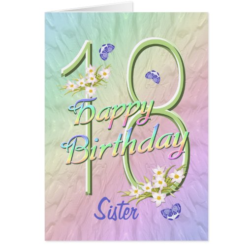 Sister 18th Birthday Butterfly Garden Card | Zazzle