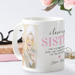 Sister 2 Photo Gift | Pink Sisters Quote Coffee Mug<br><div class="desc">Looking for the unique gift for your sister or sisters then this cute sibling coffee mug is perfect. Featuring 2 family photos of each other,  the words "i love my sister,  she is simply amazing and I just couldn't imagine my life without her",  a pink heart,  and your names.</div>