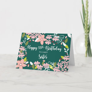 Sister 35th Birthday Green Flowers Card