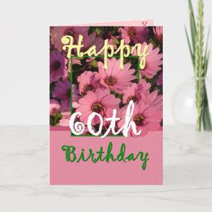 SISTER - 60th Birthday with Pink Daisy Flowers Card