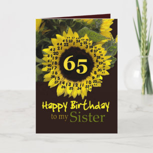 SISTER - 65th Birthday with Cheerful Sunflower Card
