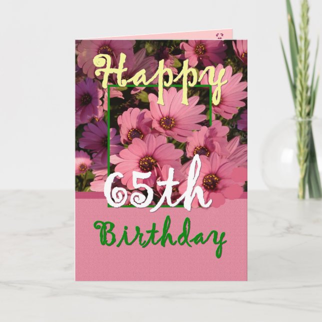 SISTER - 65th Birthday with Pink Daisy Flowers Card (Front)