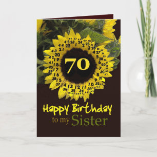 SISTER - 70th Birthday with Cheerful Sunflower Card