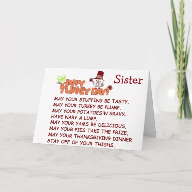 ***SISTER*** ACROSS THE MILES AT *THANKSGIVING* HOLIDAY CARD (Front)
