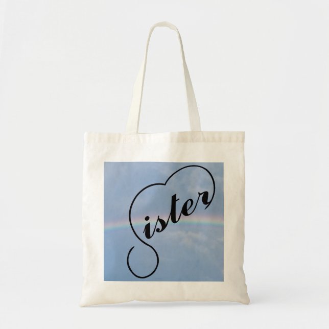 Sister and a rainbow on a tote bag (Front)