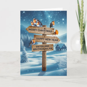 Sister and Brother in Law Christmas Robins Holiday Card