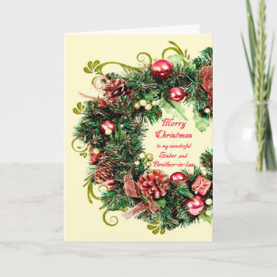 Sister and Brother in Law Christmas Wreath Holiday Card