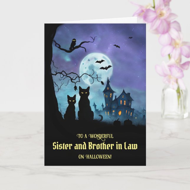 Sister and Brother in Law Happy Halloween Cute Card (Orchid)