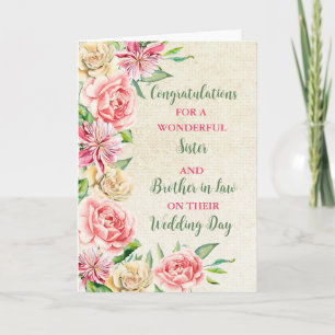 Sister and Brother in Law Wedding Congratulations Card