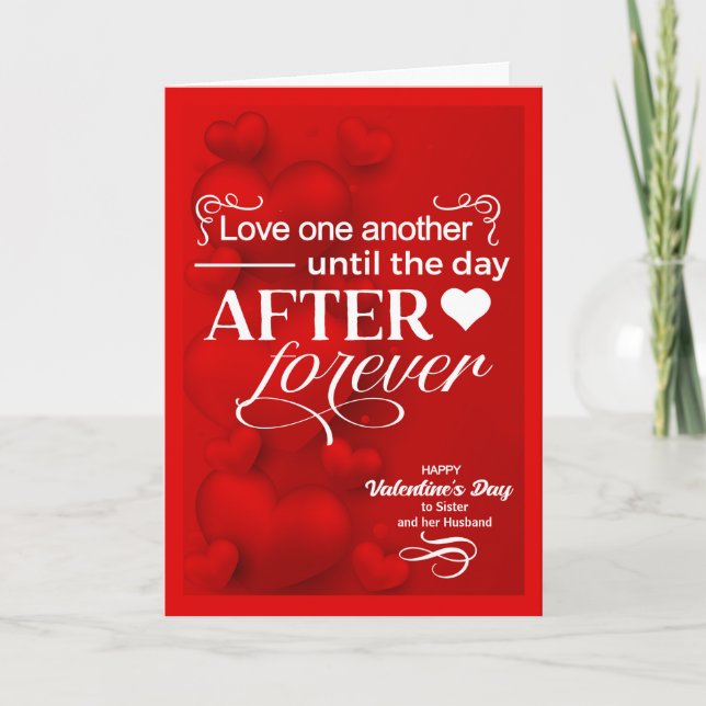Sister and her Husband Valentine's Day Red Hearts Holiday Card (Front)