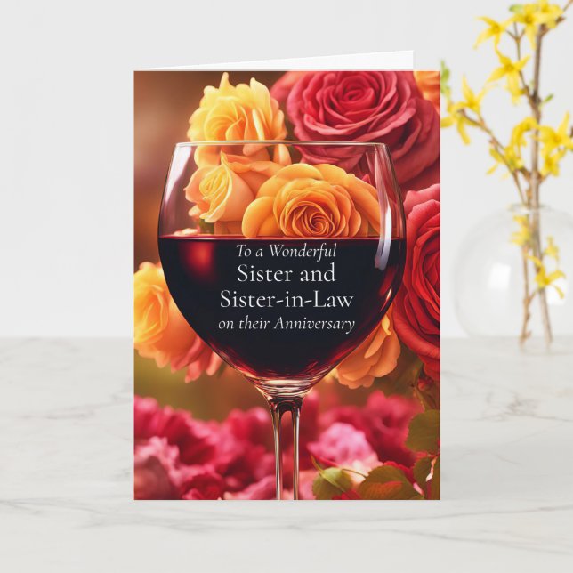Sister and Sister in Law Happy Anniversary Card (Yellow Flower)