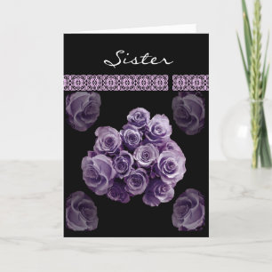 SISTER Be My Bridesmaid PURPLE Rose Bouquet Invitation
