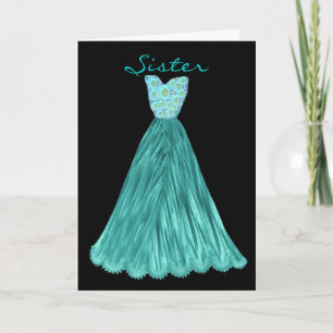 SISTER Be My Bridesmaid RICH TEAL BLUE Dress Invitation
