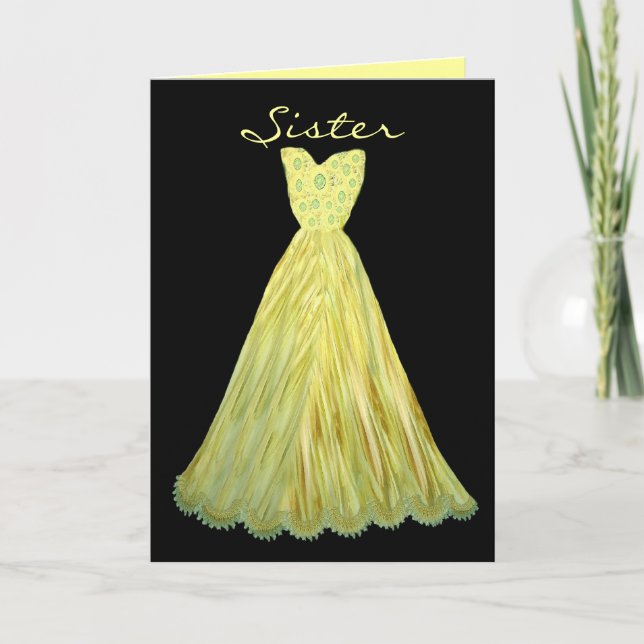 SISTER Be My  Bridesmaid YELLOW FLAME Dress Invitation (Front)