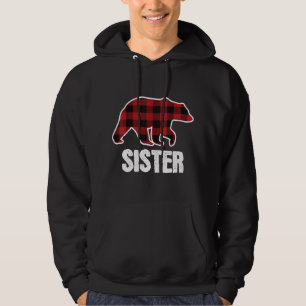 Sister Bear Christmas Pajama Red Plaid Buffalo Fam Hoodie