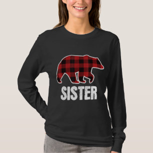Sister Bear Christmas Pajama Red Plaid Buffalo Fam T-Shirt