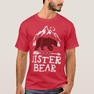 Sister Bear Christmas Pajama Red Plaid Buffalo Fam T-Shirt
