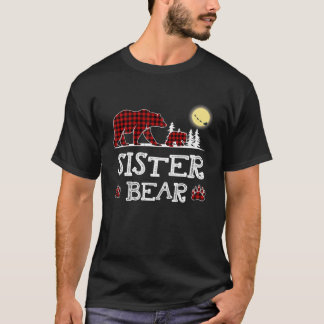 Sister Bear Christmas Pajama Red Plaid Buffalo Fam T-Shirt
