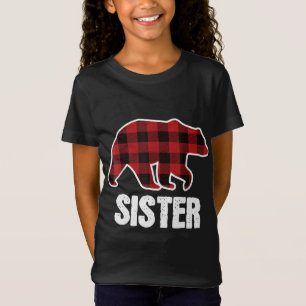 Sister Bear Christmas Pajama Red Plaid Buffalo Fam T-Shirt