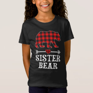 Sister Bear Christmas Pajama Red Plaid Buffalo T-Shirt