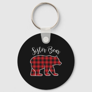 Sister Bear Pajama Red Buffalo Xmas Funny Family C Key Ring