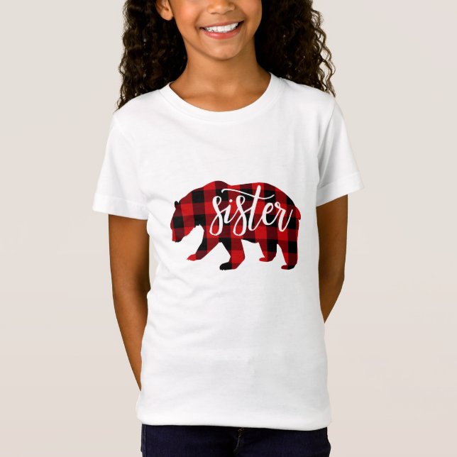 Sister Bear | Red Plaid T-Shirt (Front)
