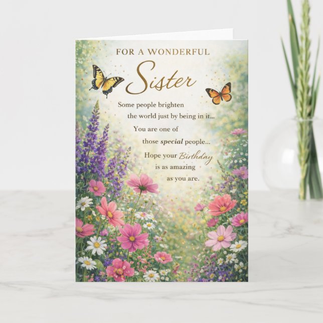 Sister Birthday Card – Floral (Front)