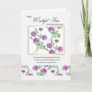 sister birthday card - floral birthday card