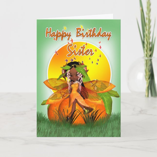 Sister Birthday Card - Moonies Citrus Fairy - Afri (Front)
