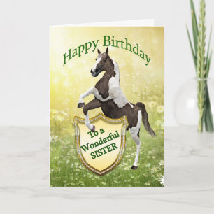 Sister birthday card with a rearing horse