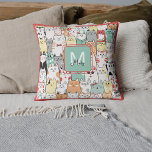 Sister Birthday Cat Kitties Name Monogram Cushion<br><div class="desc">This throw pillow features a delightful and vibrant pattern of colourful cats that is sure to charm any cat lover or pet enthusiast. Each kitty's unique personality shines through in this watercolor-inspired design, making it a perfect addition to any room looking for a touch of whimsy and a pop of...</div>