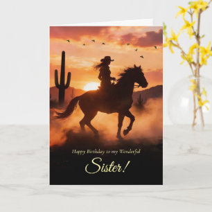 Sister Birthday Cute Funny Country Western Cowgirl Card