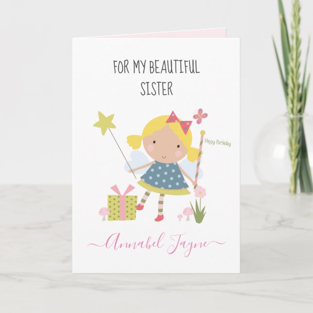 SIster birthday fairy girls whimsical Card (Front)