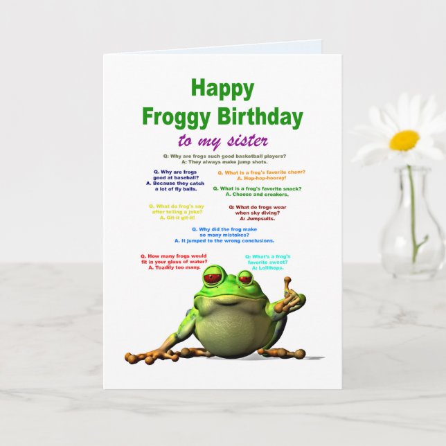 Sister, Birthday, Frog Jokes Card (Small Plant)
